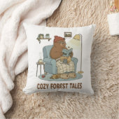 愛らしいクマが「Forest Tales」を読む クッション (ブランケット)