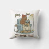 愛らしいクマが「Forest Tales」を読む クッション (裏面)
