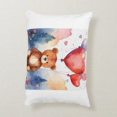 愛らしいクマとハート風船アクセント枕 アクセントクッション (裏面(縦))