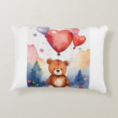 愛らしいクマとハート風船アクセント枕 アクセントクッション (裏面)