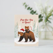 愛らしいクマとフェスティバルメッセージ シーズンポストカード (スタンド正面)