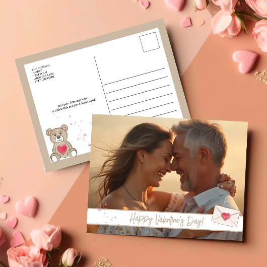 愛らしいクマにコーヒー色を縁ど付ける シーズンポストカード