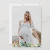 愛らしいクマ緑の中性ベビーシャワー写真 招待状 (裏面)