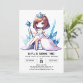 愛らしいクラウンプリンセス誕生日 招待状 (スタンド正面)