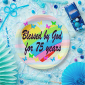 愛らしいクリスチャン75th誕生日紙プレート ペーパープレート (パーティー)