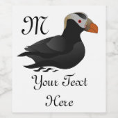 愛らしいクリステッドパフィンの漫画の水泳 ワインラベル (シングルラベル)