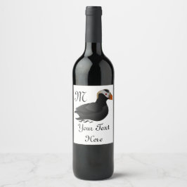 愛らしいクリステッドパフィンの漫画の水泳 ワインラベル