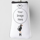 愛らしいクリステッドパフィン立ち漫画 ゴルフヘッドカバー (回転90)