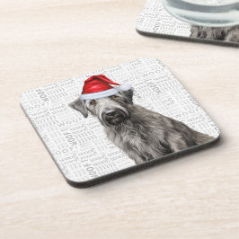 愛らしいクリスマスのウルフハウンドの犬のワーフワードアート コースター