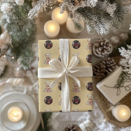 愛らしいクリスマスのテディベアカスタムの写真 ラッピングペーパー