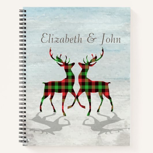 愛らしいクリスマスのトナカイ水牛のプレイド ノートブック (正面)