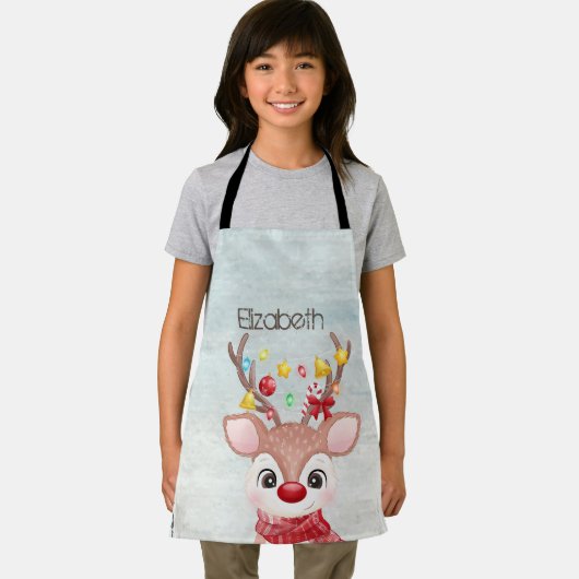 愛らしいクリスマスのトナカイ エプロン (インサイチュ)