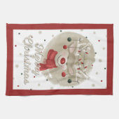 愛らしいクリスマスのトナカイ キッチンタオル (横)