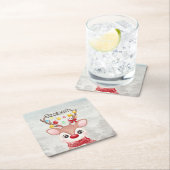 愛らしいクリスマスのトナカイ スクエアペーパーコースター (インサイチュ)