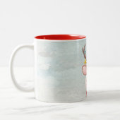 愛らしいクリスマスのトナカイ ツートーンマグカップ (左)