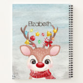 愛らしいクリスマスのトナカイ ノートブック (裏面)
