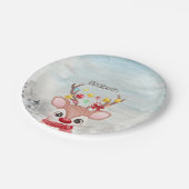 愛らしいクリスマスのトナカイ ペーパープレート (アングル)