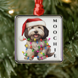 愛らしいクリスマスのハバナ犬 メタルオーナメント