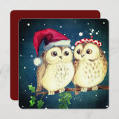 愛らしいクリスマスのフクロウたち シーズンカード (正面/裏面)