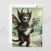 愛らしいクリスマスのホラークランプスとミルク ポストカード (正面/裏面)