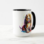 愛らしいクリスマスの基地犬の子犬 マグカップ (正面右)