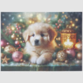 愛らしいクリスマスの子犬のクラフトデコパージュ 薄葉紙 (正面)