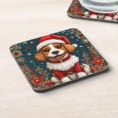 愛らしいクリスマスの子犬 コースター (左側)