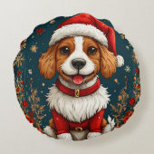 愛らしいクリスマスの子犬 ラウンドクッション (裏面)