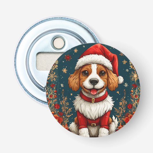 愛らしいクリスマスの子犬 栓抜き (正面)