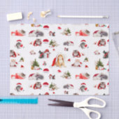 愛らしいクリスマスの子猫の柄 薄葉紙 (クラフト)