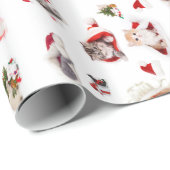 愛らしいクリスマスの子猫2包み紙 ラッピングペーパー (ロールコーナー)