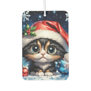 愛らしいクリスマスの子猫。 カーエアーフレッシュナー
