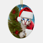 愛らしいクリスマスの子猫 セラミックオーナメント (右)
