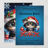 愛らしいクリスマスの子猫。 招待状 (正面/裏面)