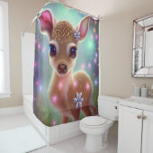 愛らしいクリスマスの子鹿 シャワーカーテン (インサイチュ)