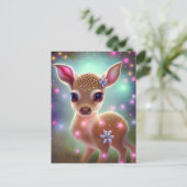 愛らしいクリスマスの子鹿 ポストカード (スタンド正面)