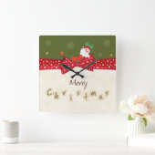 愛らしいクリスマスの柱時計 スクエア壁時計 (ホーム)