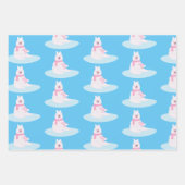 愛らしいクリスマスの極地ふわふわのクマ雪片 ラッピングペーパーシート (正面3)