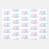 愛らしいクリスマスの極地ふわふわのクマ雪片 ラッピングペーパーシート (正面2)