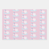 愛らしいクリスマスの極地ふわふわのクマ雪片 ラッピングペーパーシート (正面)