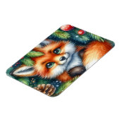 愛らしいクリスマスの赤い狐 マグネット (左側)