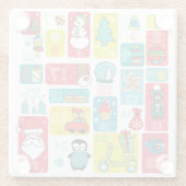 愛らしいクリスマスの降臨カレンダー ガラスコースター (裏面)