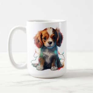愛らしいクリスマスの騎士の王チャールズ子犬 コーヒーマグカップ