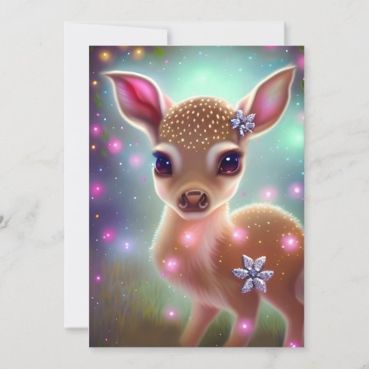 愛らしいクリスマスの鹿の子 シーズンカード (正面)