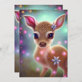 愛らしいクリスマスの鹿の子 シーズンカード (正面/裏面)