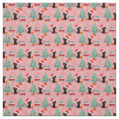 愛らしいクリスマスの黒猫 ファブリック (見本)