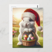 愛らしいクリスマスイースターウサギ ポストカード (正面/裏面)