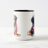 愛らしいクリスマスオーストラリアの羊飼いの子犬 ツートーンマグカップ (中央)