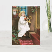 愛らしいクリスマスカー子供へド シーズンカード (正面)