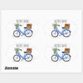 愛らしいクリスマスサイクリスホリデークリスマスカスタム 楕円形シール (シート)